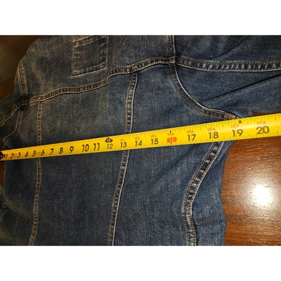 Salsa Brand Blue Jean‎ Denim Crop Trucker Style Jacket Womans Size Medium - Picture 9 of 10